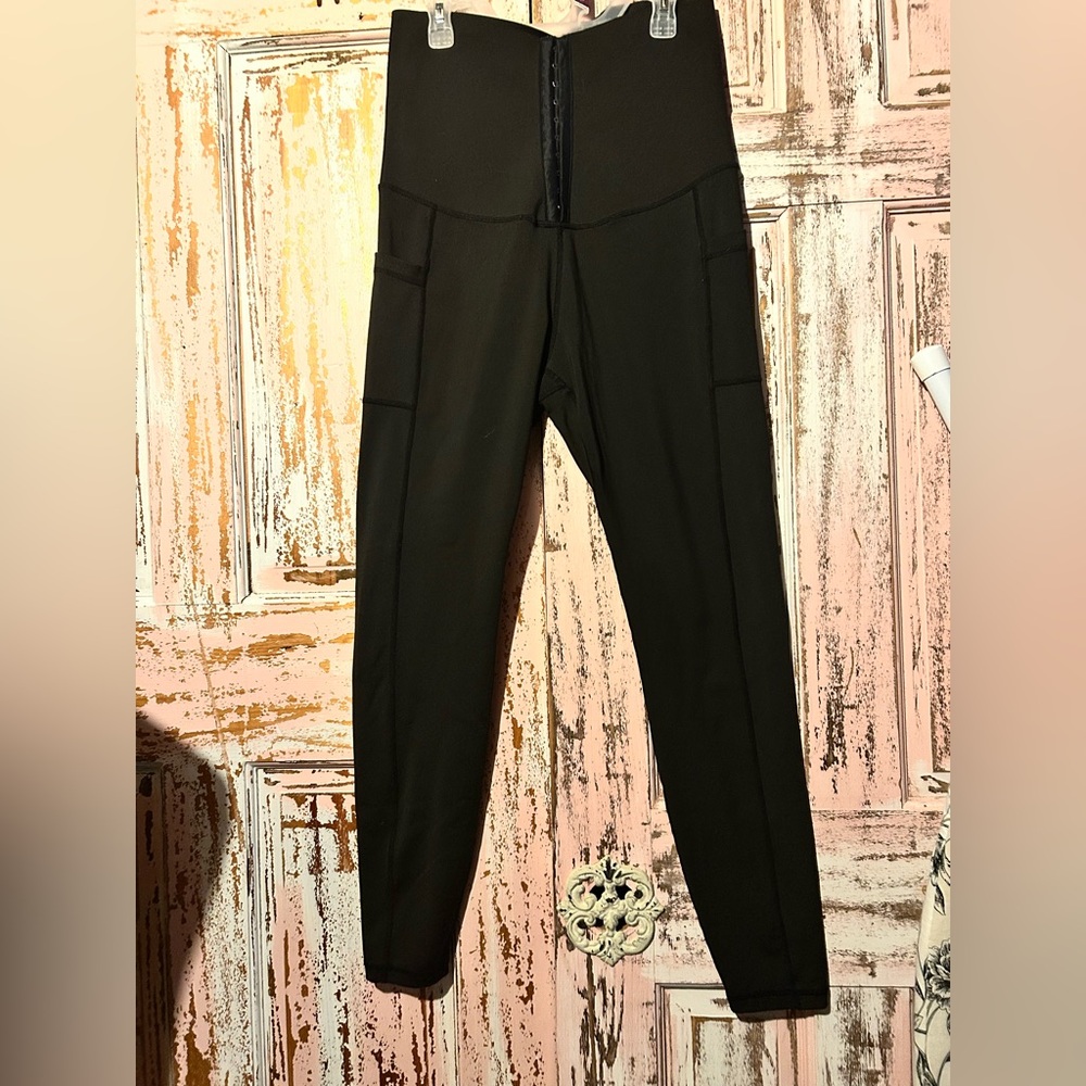 Black High-Waisted Leggings with belly support